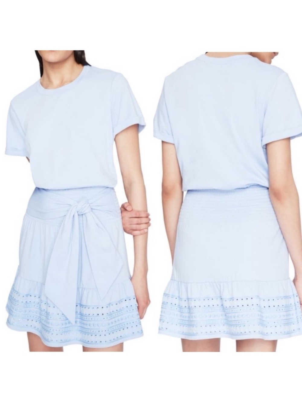 Parker Fleur Eyelet Hem Mini Dress - Size Medium